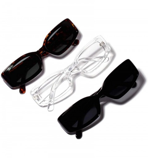 Rectangular Men's and Women's Retro Square Resin lens Candy Colors Sunglasses UV400 - White - C718NQ5YUXG $7.41