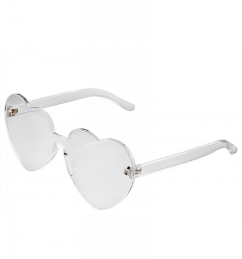 Rimless Heart Sunglasses Womens Retro Vintage Heart Shape Rimless Sunglasses - Clear - C818UED7G6Y $7.43
