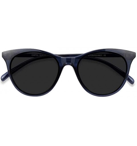 Round Polarized Vintage Round Sunglasses for Women/Men Classic Retro Designer Style - Clear Navy - CO12NAG0B3N $16.90