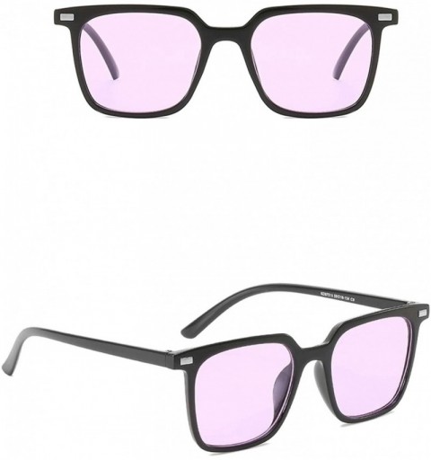 Semi-rimless Vintage style Square Sunglasses for Unisex PC AC UV 400 Protection Sunglasses - Black Purple - C118SZTWWAM $15.45