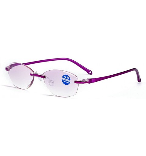 Rimless TR90 Rimless Blue Light Blocking Reading Glasses Womens Lady Red Purple Eyewear - Purple - C518CU70ZKY $16.27