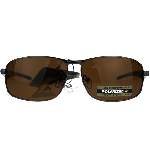 Sport Polarized Xloop Rectangular Metal Rim Warp Sport Mens Sunglasses - Gunmetal Brown - CR188HLYO62 $12.97