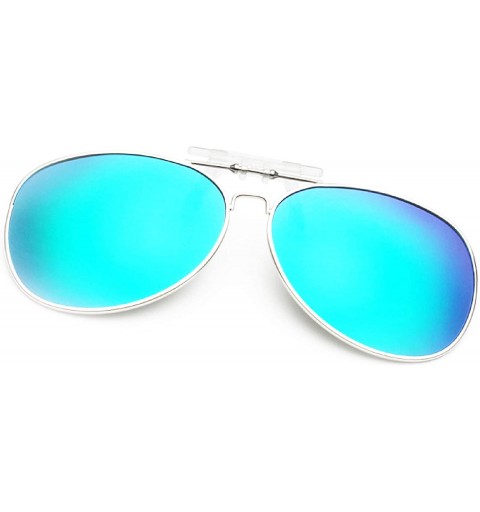 Aviator Sunglasses Polarized Clip-on Glasses for Men Women Aviator Unisex UV Driving (Metal Frame/Dark Blue/Mirror/50MM） - C5...