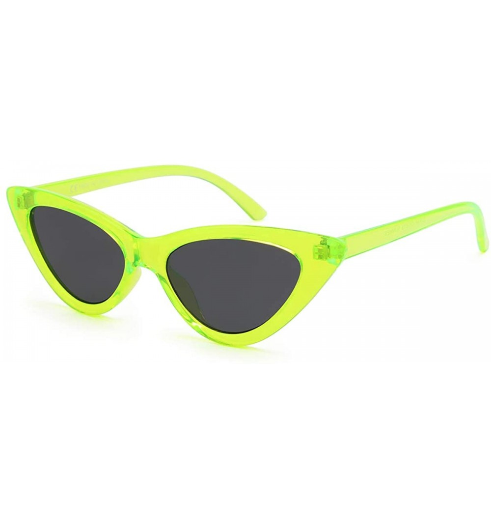 Oversized Retro Vintage Narrow Cat Eye Sunglasses for Women Clout Goggles Plastic Frame - A-green - CD18U3HW9IT $7.70