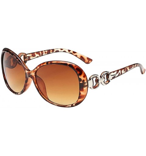 Oval Women's Sunglasses Polarized Sunglasses Vintage Big Frame Sun Glasses Ladies Double Ring Decoration Frames - B - CK195IG...