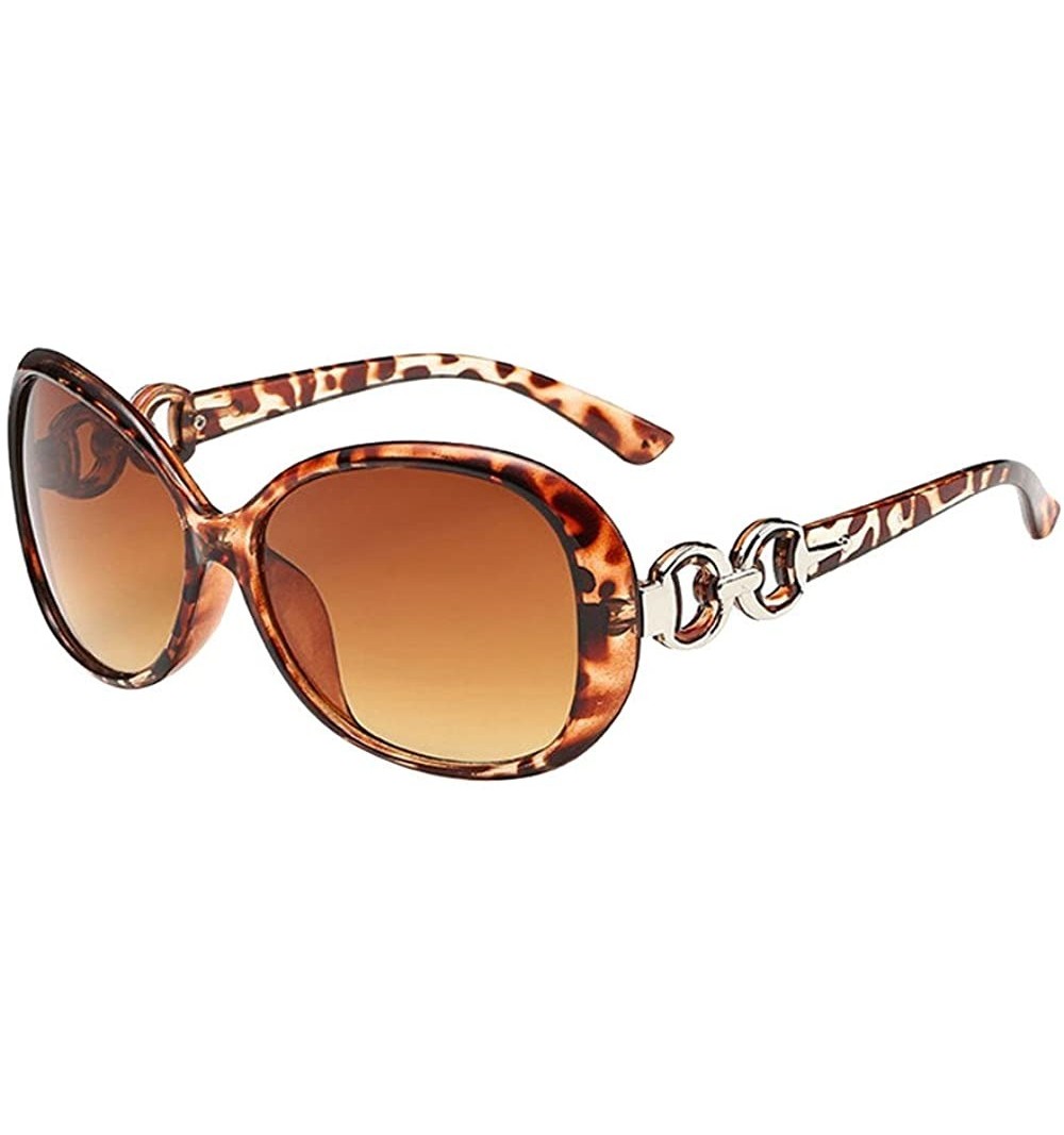 Oval Women's Sunglasses Polarized Sunglasses Vintage Big Frame Sun Glasses Ladies Double Ring Decoration Frames - B - CK195IG...