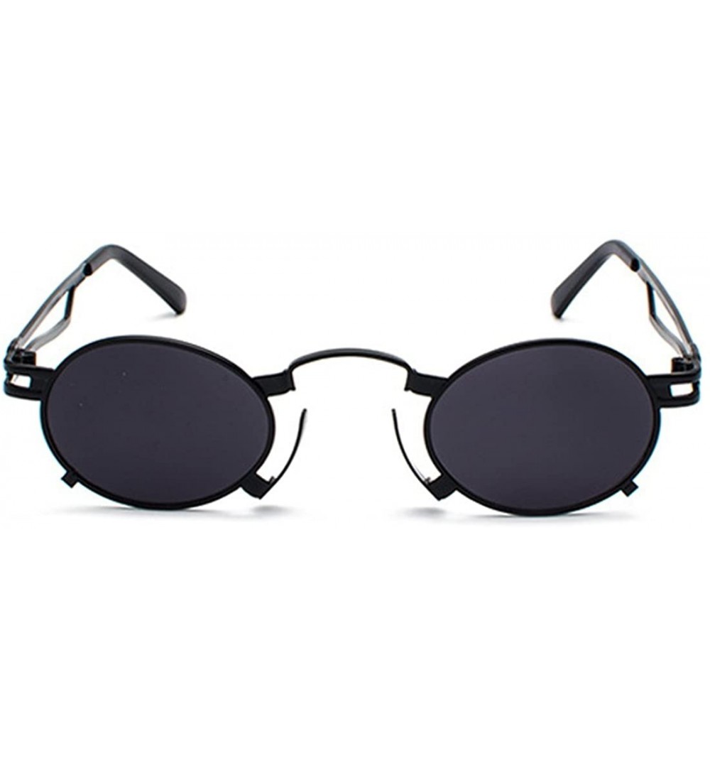 Oval Men's & Women's Sunglasses Vintage Oval Metal Frame Sunglasses - Black Box Black Gray - CL18EWN8REI $9.98