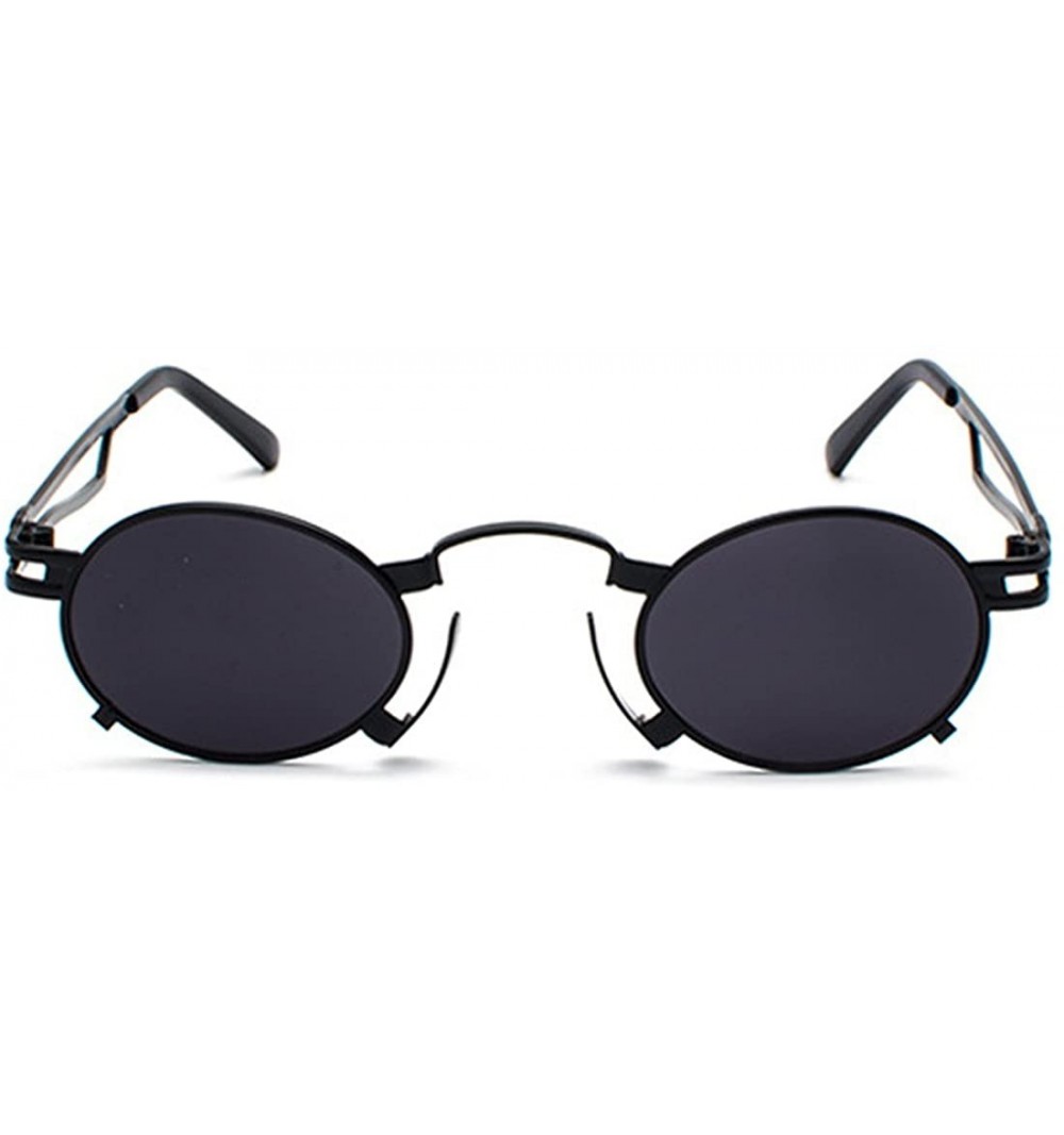 Oval Men's & Women's Sunglasses Vintage Oval Metal Frame Sunglasses - Black Box Black Gray - CL18EWN8REI $9.98