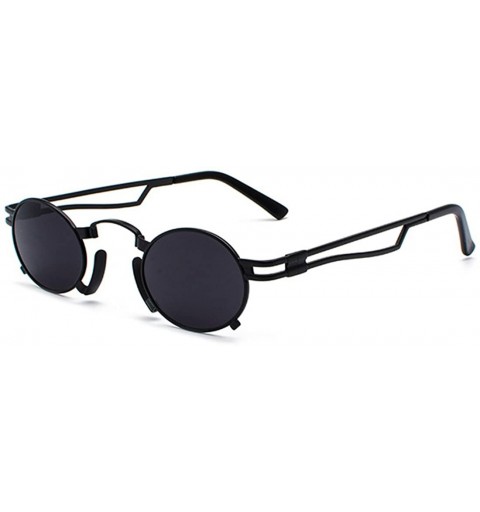 Oval Men's & Women's Sunglasses Vintage Oval Metal Frame Sunglasses - Black Box Black Gray - CL18EWN8REI $9.98