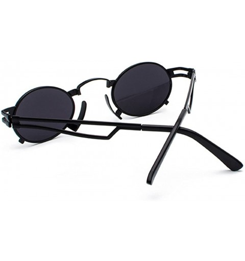 Oval Men's & Women's Sunglasses Vintage Oval Metal Frame Sunglasses - Black Box Black Gray - CL18EWN8REI $9.98