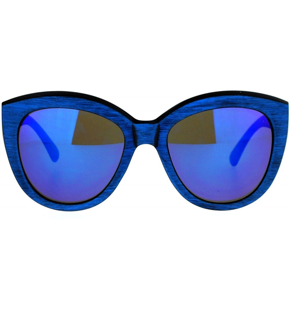 Butterfly Designer Fashion Womens Sunglasses Matted Faded Wood Print Frames - Blue - CW187C80KL0 $12.85