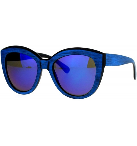 Butterfly Designer Fashion Womens Sunglasses Matted Faded Wood Print Frames - Blue - CW187C80KL0 $12.85