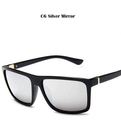 Square 2019 Classic Sunglasses Men Brand Designer Retro Square Sun Glasses Blue Mirror - Silver Mirror - CN18XDWDX4X $19.37