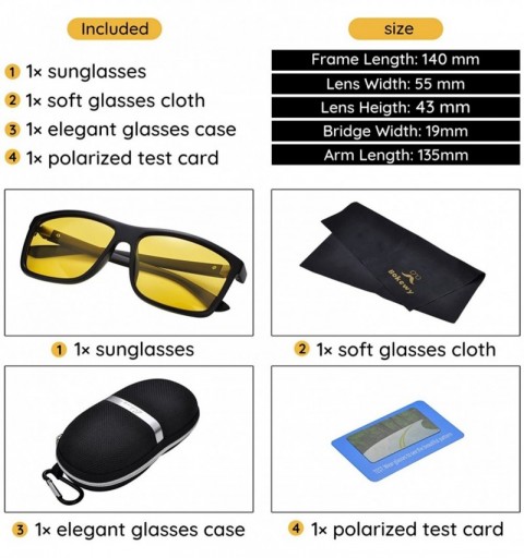 Square Night Vision Driving Glasses Polarized Anti-glare Clear Sun Glasses Men & Women Retro Classic - Black-2 - CW18CU5SKXG ...