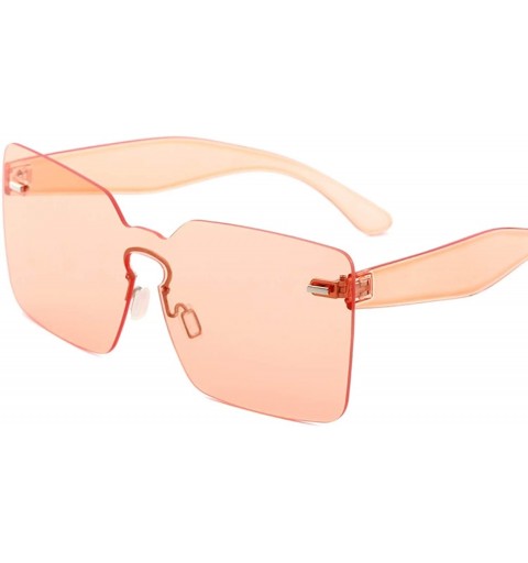 Oval Square Oversized Sunglasses Rimless Glasses - CX18Y98UUQC $19.00