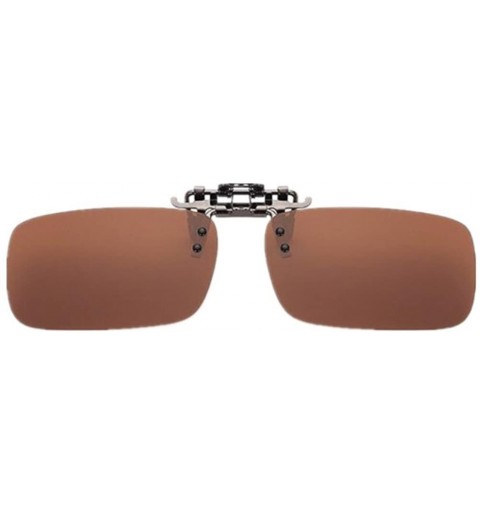 Semi-rimless Men Mirror UV400 Polarized Clip on Glasses square Lens Women clip Eyewear - Brown - CL17AA2QNNU $8.39
