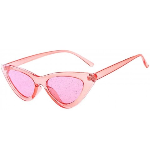 Semi-rimless Retro Cat Eye Sunglasses Plastic Frame Fashion Jelly Clout Glasses for Women - Pink - CS18QK9I6NK $7.85