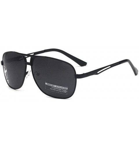 Oversized Polarized sunglasses metal men's hollow outdoor driving glasses fishing sunglasses - C1 Black Gray - CG190MS03NZ $3...