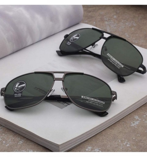 Oversized Polarized sunglasses metal men's hollow outdoor driving glasses fishing sunglasses - C1 Black Gray - CG190MS03NZ $3...