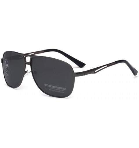 Oversized Polarized sunglasses metal men's hollow outdoor driving glasses fishing sunglasses - C1 Black Gray - CG190MS03NZ $3...