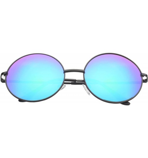 Wayfarer Classic Fit Vintage Inspired Round Sunglasses Reflective Color Lens UV400 - Green-blue - CV11NUXSIXR $23.43