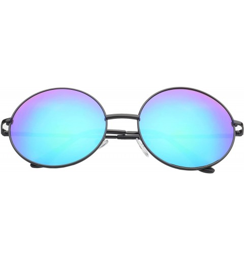 Wayfarer Classic Fit Vintage Inspired Round Sunglasses Reflective Color Lens UV400 - Green-blue - CV11NUXSIXR $8.43