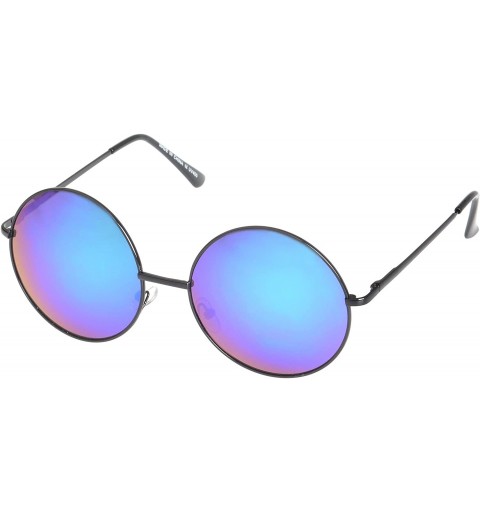 Wayfarer Classic Fit Vintage Inspired Round Sunglasses Reflective Color Lens UV400 - Green-blue - CV11NUXSIXR $20.27