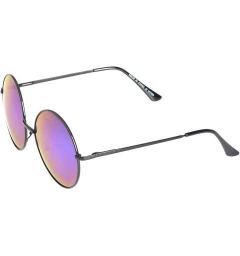 Wayfarer Classic Fit Vintage Inspired Round Sunglasses Reflective Color Lens UV400 - Green-blue - CV11NUXSIXR $8.43