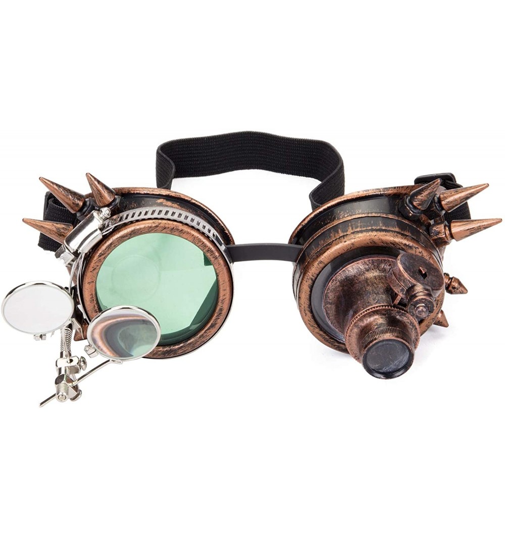 Goggle Vintage Spiked Kaleidoscope Glasses Cosplay Steampunk Goggles Elastic Band - Brass - CL18SQ6KYZ8 $11.91