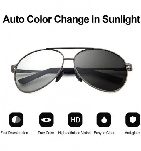 Aviator Men's Aviator Polarized Sunglasses UV 400 Protection with Photochormic Color Changing Lens - CZ18SG59Y9C $16.33