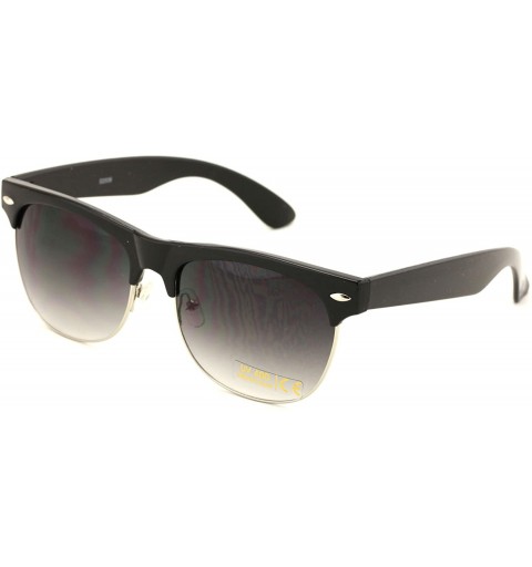 Round Classic Half Rim Round Vintage Retro Sunglasses - Matte Black - CL183NK8XI5 $9.56