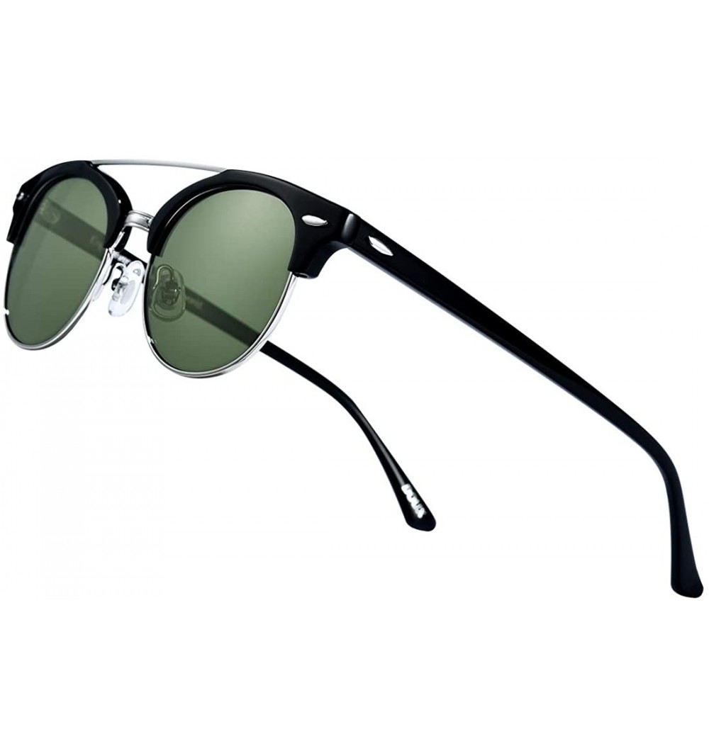 Wayfarer Retro Polarized Sunglasses Half Frame- Semi Rimless Vintage Oval Lens with Premium Acetate- 100% UV400 Protection - ...