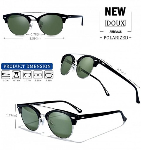Wayfarer Retro Polarized Sunglasses Half Frame- Semi Rimless Vintage Oval Lens with Premium Acetate- 100% UV400 Protection - ...