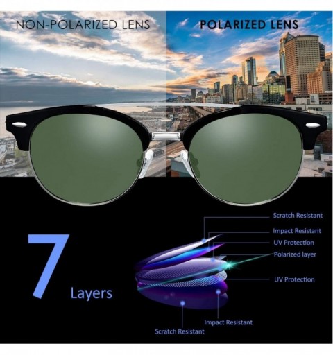 Wayfarer Retro Polarized Sunglasses Half Frame- Semi Rimless Vintage Oval Lens with Premium Acetate- 100% UV400 Protection - ...