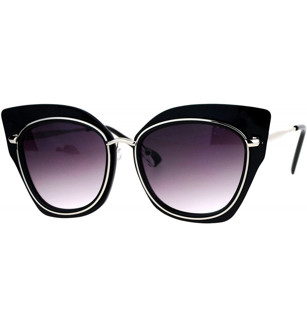 Oversized Oversized Womens Sunglasses Big Square Butterfly Double Frame UV 400 - Black Silver - CV1877GWRK7 $14.38