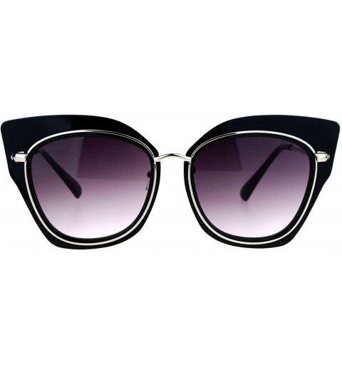 Oversized Oversized Womens Sunglasses Big Square Butterfly Double Frame UV 400 - Black Silver - CV1877GWRK7 $14.38