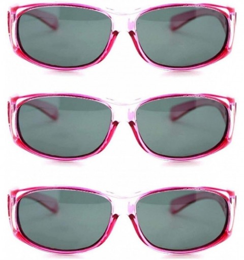 Goggle Womens Polarized Fit Over Glasses Sunglasses Oval Rectangular - Wear Over Prescription Eyeglasses - 3 Pink Xs - CA194I...