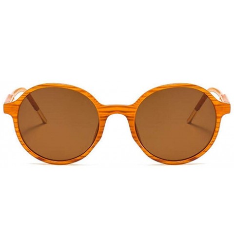 Round Women Fashion Eyewear Round Beach Sunglasses with Case UV400 Protection - Orange Strip Frame/Brown Lens - CQ18WU59TLU $...