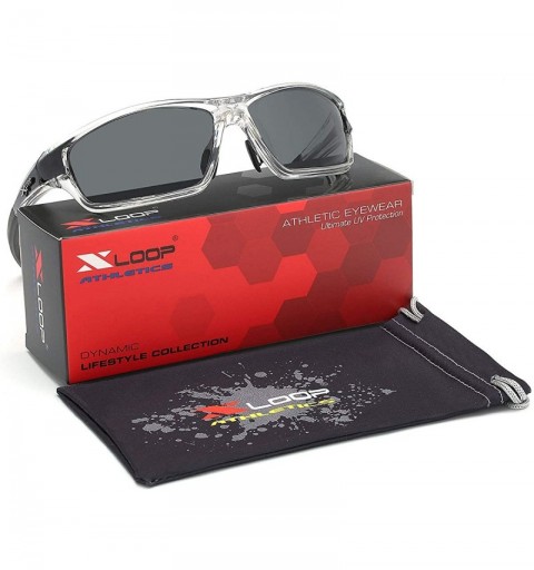 Goggle Polarized Wrap Around Fishing Driving Cycling Golf Sunglasses - Clear - Black - C311OXKLIM9 $15.94
