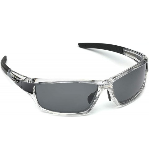 Goggle Polarized Wrap Around Fishing Driving Cycling Golf Sunglasses - Clear - Black - C311OXKLIM9 $15.94