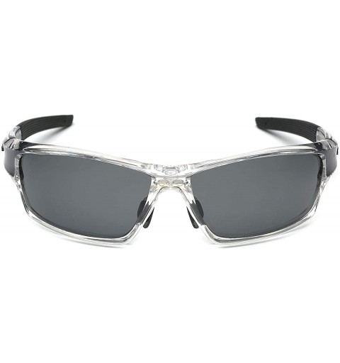 Goggle Polarized Wrap Around Fishing Driving Cycling Golf Sunglasses - Clear - Black - C311OXKLIM9 $15.94