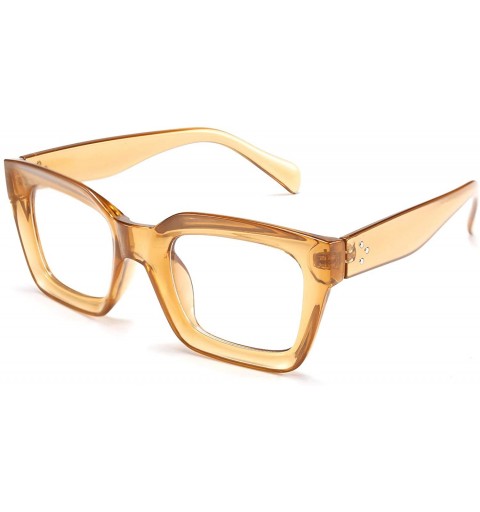 Square Classic Women Sunglasses Fashion Thick Square Frame UV400 B2471 - Champagne - CU18NOTHME6 $14.09