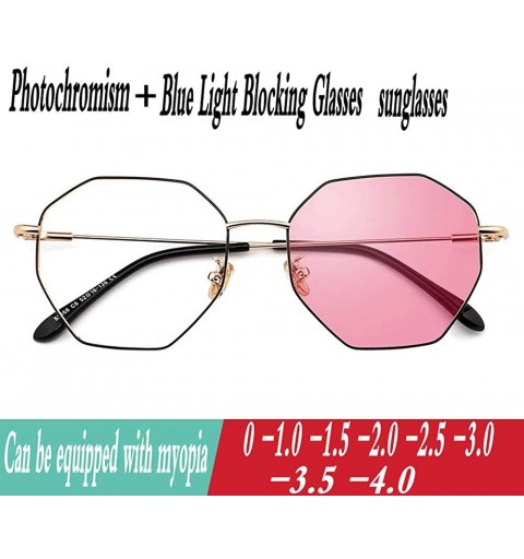 Round New finished myopia photochromic sunglasses ladies blue shading glasses round face irregular frames - CT18A9MUERD $24.23