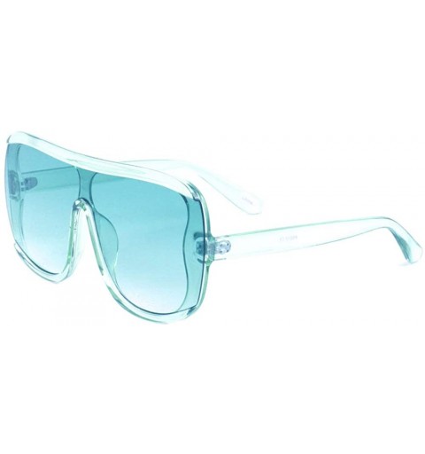 Butterfly Semi Rimless Round One Piece Butterfly Shield Crystal Color Sunglasses - Blue - CK197U7E3SR $14.44