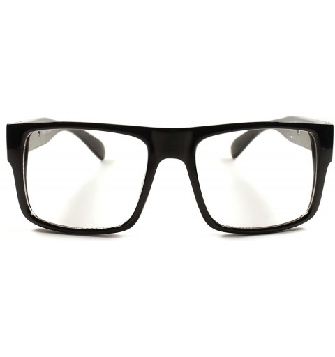 Rectangular Swag Hip Hop Clubbing Mens Womens Glasses - Black - CK18ECEKK9I $17.54