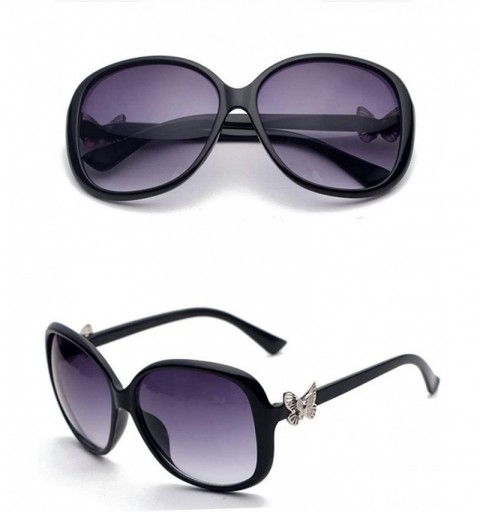 Oversized Retro Classic Butterfly Sunglasses for Women Plate Resin UV400 Sunglasses - Black - CE18SARKDW2 $31.02