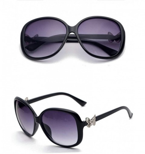 Oversized Retro Classic Butterfly Sunglasses for Women Plate Resin UV400 Sunglasses - Black - CE18SARKDW2 $16.09