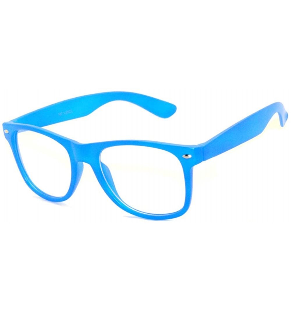 Oversized Classic Vintage 80's Style Sunglasses Colored plastic Frame for Mens or Womens - 1 Clear Lens Blue - CI11N81ONTT $1...