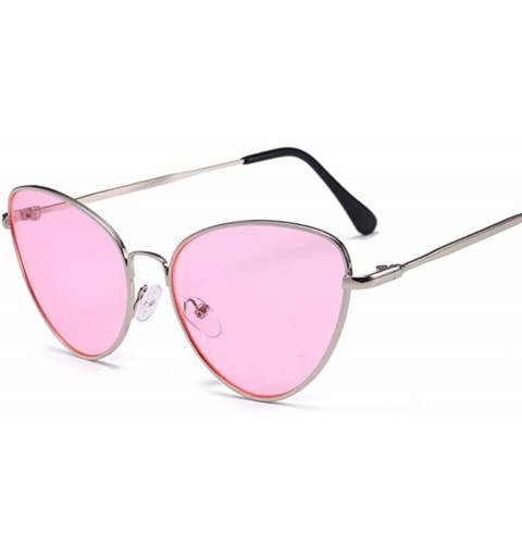 Shield Sexy Small Vintage Cat Eye Sunglasses Women Red Sun Glasses Female Ladies Cateyes Sunglass Retro - Silver Pink - CI198...