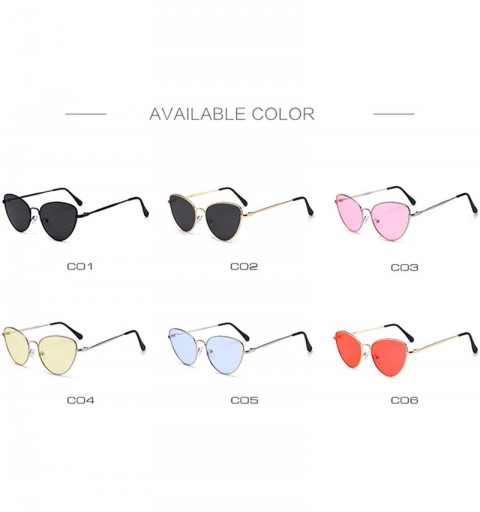 Shield Sexy Small Vintage Cat Eye Sunglasses Women Red Sun Glasses Female Ladies Cateyes Sunglass Retro - Silver Pink - CI198...